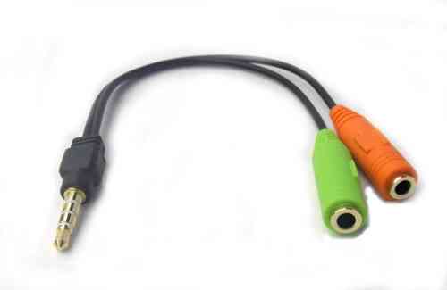 3.5mm 4 Pole Plug to 2x3.5mm Stereo Jack (Green/Orange) Short Cable